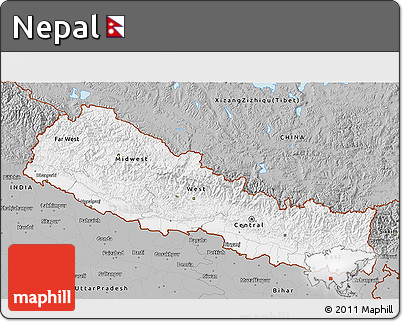 Gray 3D Map of Nepal