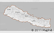 Gray 3D Map of Nepal, single color outside