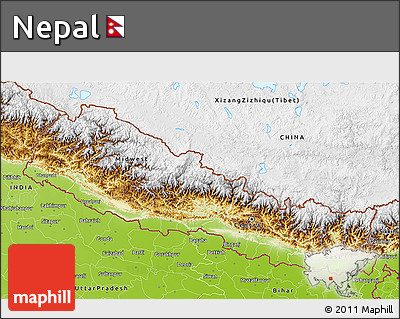 Physical 3D Map of Nepal