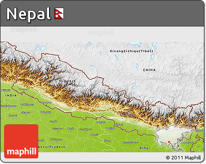 Physical 3D Map of Nepal