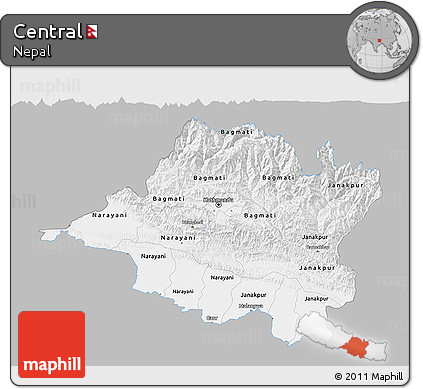 Gray 3D Map of Central, single color outside
