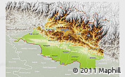 Physical 3D Map of Central, lighten, semi-desaturated