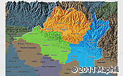 Political 3D Map of Central, darken, semi-desaturated