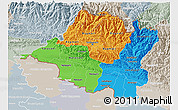 Political 3D Map of Central, lighten, semi-desaturated