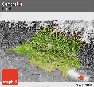 Satellite 3D Map of Central, desaturated