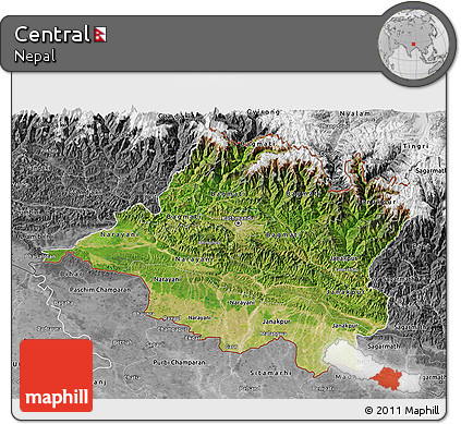 Satellite 3D Map of Central, desaturated