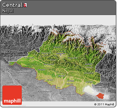 Satellite 3D Map of Central, desaturated