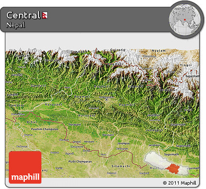 Satellite 3D Map of Central