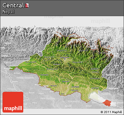 Satellite 3D Map of Central, lighten, desaturated