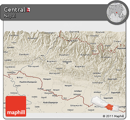 Shaded Relief 3D Map of Central