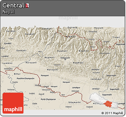 Shaded Relief 3D Map of Central