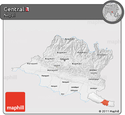 Silver Style 3D Map of Central, single color outside