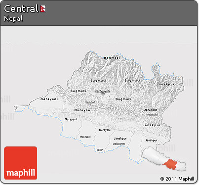 Silver Style 3D Map of Central, single color outside