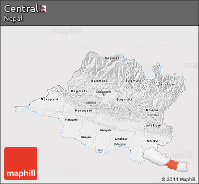 Silver Style 3D Map of Central, single color outside