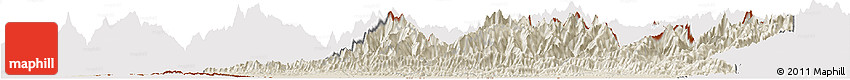 Shaded Relief Horizon Map of Central, cropped outside