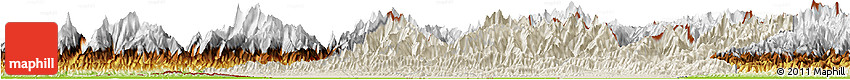 Shaded Relief Horizon Map of Central, physical outside