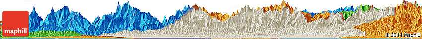 Shaded Relief Horizon Map of Central, political outside