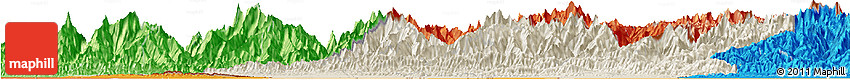 Shaded Relief Horizon Map of Central, political shades outside