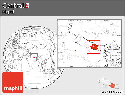 Blank Location Map of Central, within the entire country