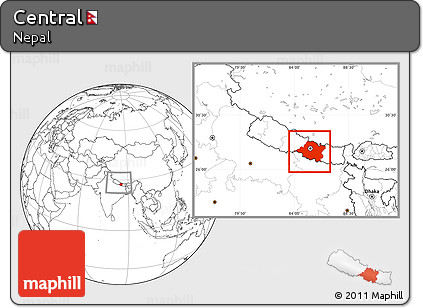 Blank Location Map of Central, within the entire country