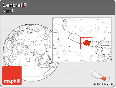 Blank Location Map of Central, within the entire country