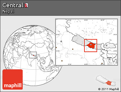 Blank Location Map of Central, highlighted country, within the entire country