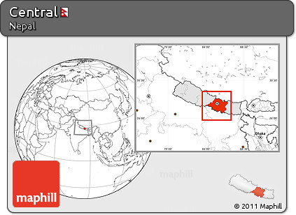 Blank Location Map of Central, highlighted country, within the entire country