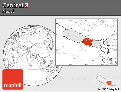 Blank Location Map of Central, highlighted country