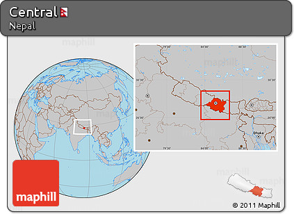 Gray Location Map of Central, within the entire country