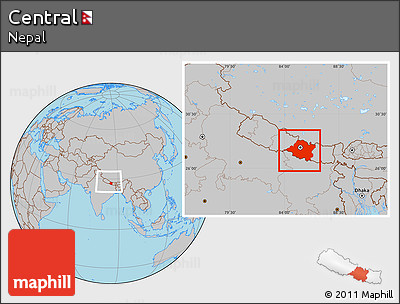 Gray Location Map of Central, within the entire country