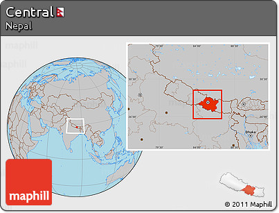 Gray Location Map of Central, within the entire country