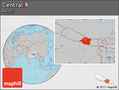 Gray Location Map of Central