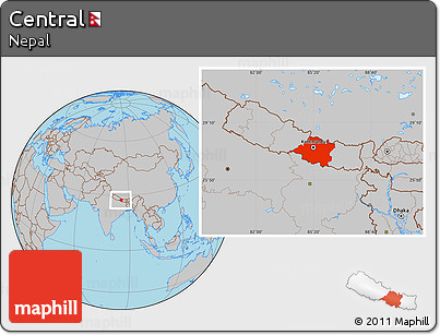 Gray Location Map of Central