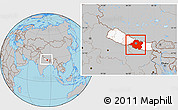 Gray Location Map of Central, highlighted country, within the entire country