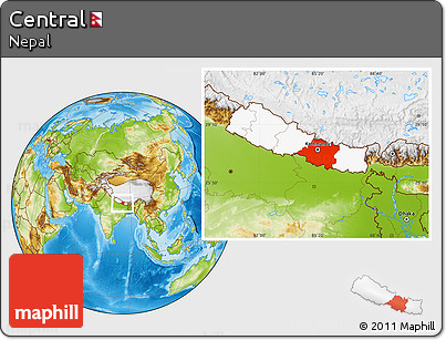 Physical Location Map of Central, highlighted country