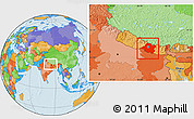 Political Location Map of Central, within the entire country