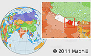 Political Location Map of Central, highlighted country, within the entire country