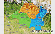 Political Map of Central, satellite outside