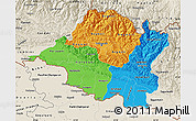 Political Map of Central, shaded relief outside