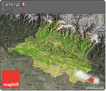 Satellite Map of Central, darken, semi-desaturated