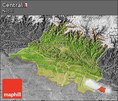 Satellite Map of Central, desaturated
