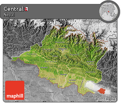Satellite Map of Central, desaturated