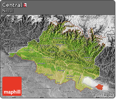 Satellite Map of Central, desaturated