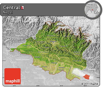 Satellite Map of Central, lighten, desaturated