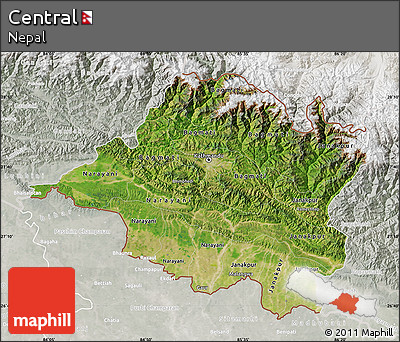 Satellite Map of Central, lighten, semi-desaturated