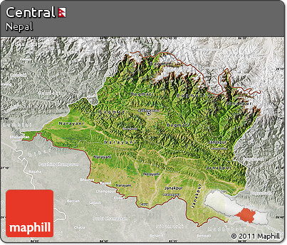 Satellite Map of Central, lighten, semi-desaturated
