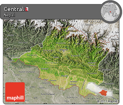 Satellite Map of Central, semi-desaturated