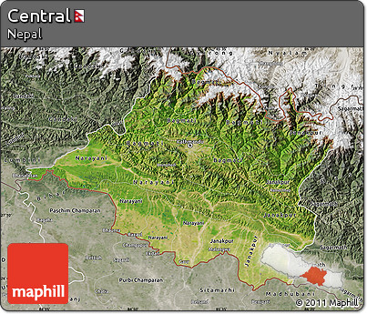 Satellite Map of Central, semi-desaturated