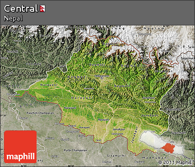 Satellite Map of Central, semi-desaturated