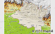 Shaded Relief Map of Central, physical outside